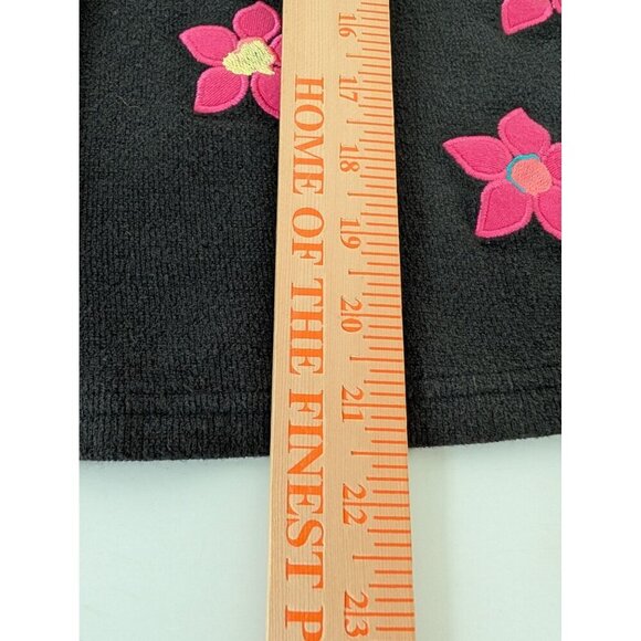 Bechamel Floral Cardigan Womens Size Medium Black Pink Knit Cotton Short Sleeve - Picture 10 of 10
